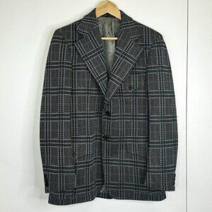 Vintage 70s Blazer Mens 40R 100% Wool Plaid Sport Coat Jacket Hipster Retro